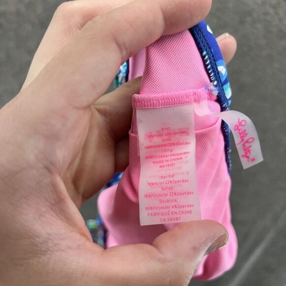 Lilly Pulitzer Bikini Top Womens 14 Blue Floral Lace Up Adjustable Straps Swim - Picture 3 of 11